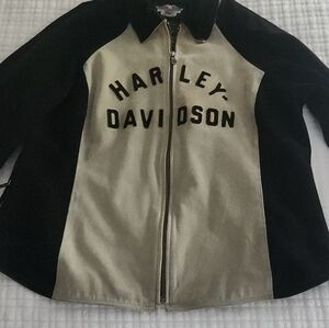 Harley-Davidson Black and Tan Zip-Up Jacket